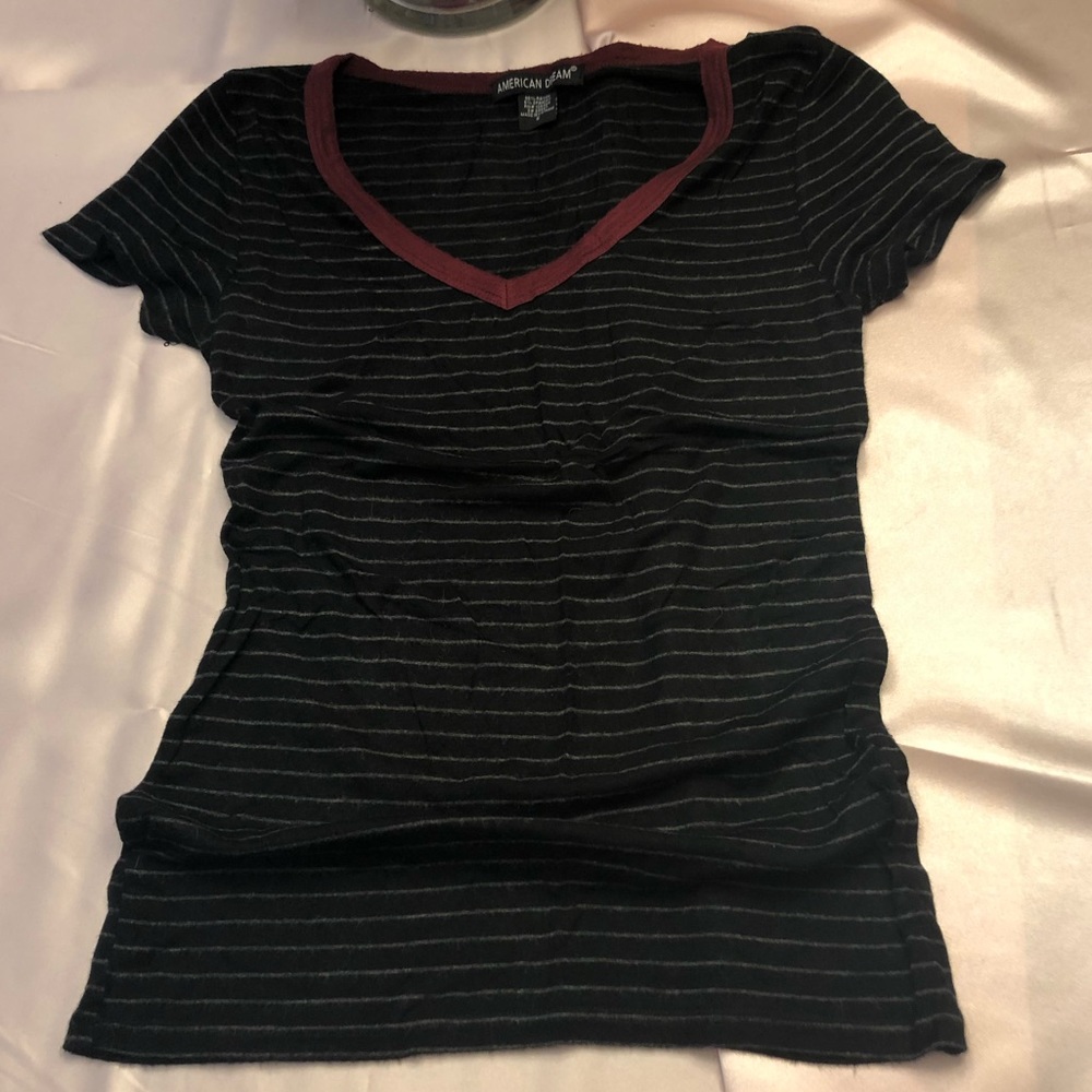 Black and Gray Striped T-shirt